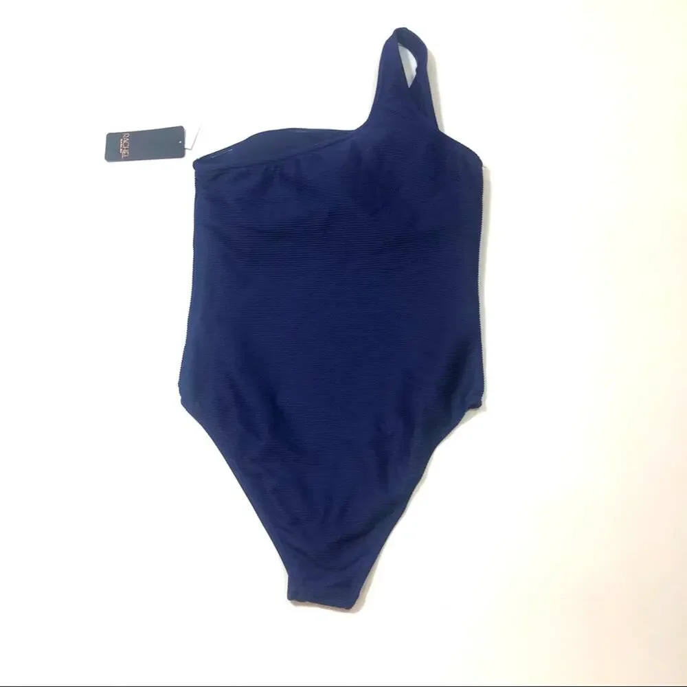 Rachel Roy One shoulder ribbed one piece swimsuit